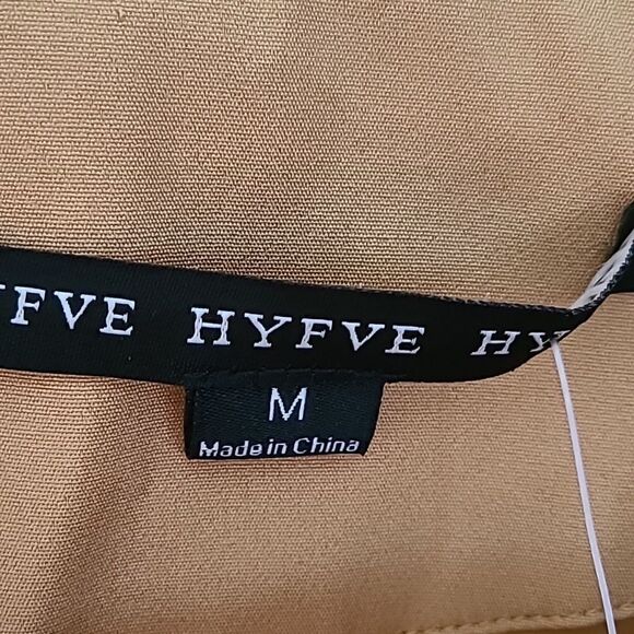 Hyfve-Camel Color Jacket Mini-Dress with Cut-out at Waist, Size Medium - Picture 13 of 13